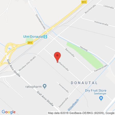 Position der Autogas-Tankstelle: AVIA Tankstelle in 89079, Ulm