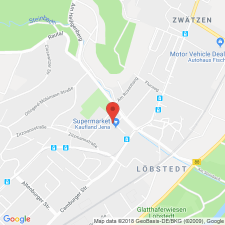 Position der Autogas-Tankstelle: Supermarkt Jena in 07743, Jena