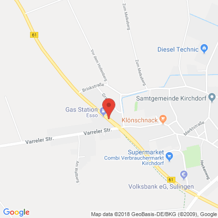 Position der Autogas-Tankstelle: Esso Tanklstelle Autohaus Schubert GbR in 27245, Kirchdorf