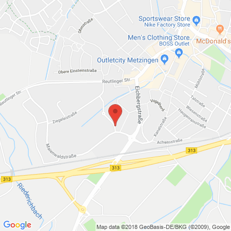 Position der Autogas-Tankstelle: Shell Tankstelle in 72555, Metzingen