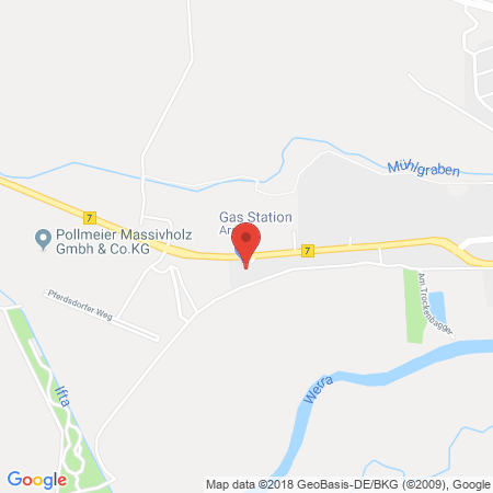 Position der Autogas-Tankstelle: Aral Tankstelle in 99831, Creuzburg
