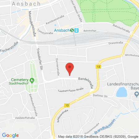 Position der Autogas-Tankstelle: Shell Tankstelle in 91522, Ansbach