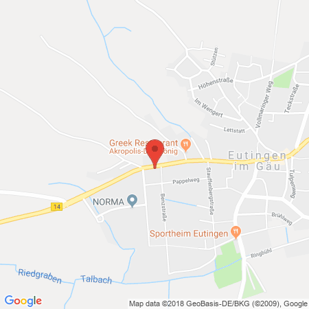 Position der Autogas-Tankstelle: AVIA Tankstelle in 72184, Eutingen