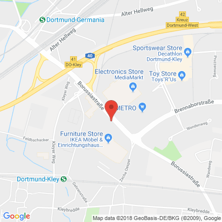 Position der Autogas-Tankstelle: Dortmund, Borussiastraße 118 in 44149, Dortmund