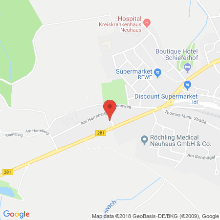 Position der Autogas-Tankstelle: AVIA Tankstelle in 98724, Neuhaus Am Rennweg