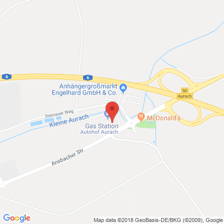 Position der Autogas-Tankstelle: Shell Tankstelle in 91589, Aurach