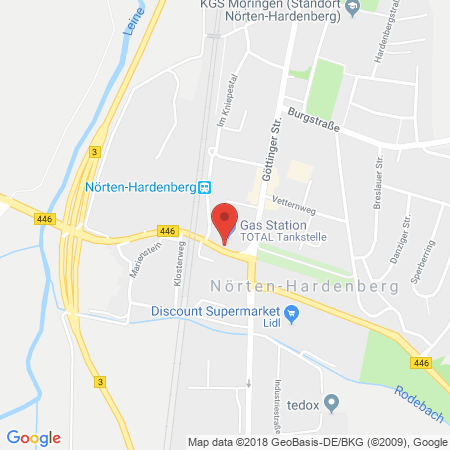 Position der Autogas-Tankstelle: Total Noerten-hardenberg in 37176, Noerten-hardenberg