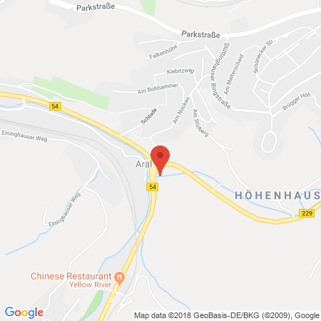 Position der Autogas-Tankstelle: Aral Tankstelle in 58515, Lüdenscheid
