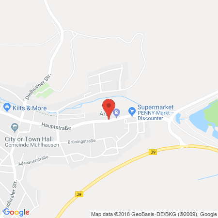 Position der Autogas-Tankstelle: AVIA Tankstelle in 69242, Mühlhausen