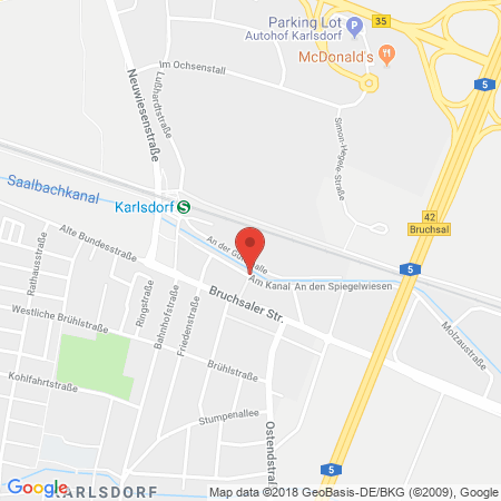 Position der Autogas-Tankstelle: bft Tankstelle Lackus in 76689, Karlsdorf