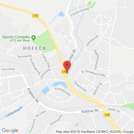 Position der Autogas-Tankstelle: OMV Tankstelle in 95030, Hof/saale