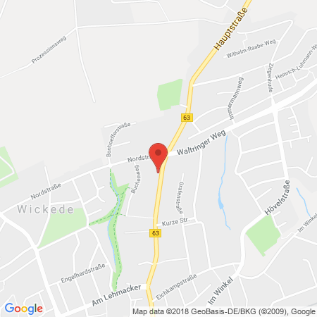 Position der Autogas-Tankstelle: Esso Tankstelle in 58739, Wickede