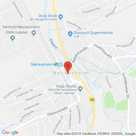 Position der Autogas-Tankstelle: Aral Tankstelle in 74909, Meckesheim