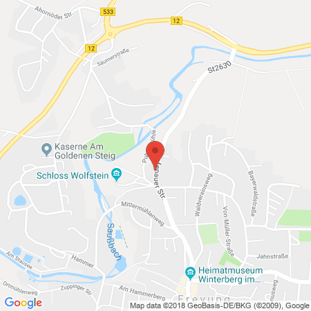 Position der Autogas-Tankstelle: Shell Tankstelle in 94078, Freyung