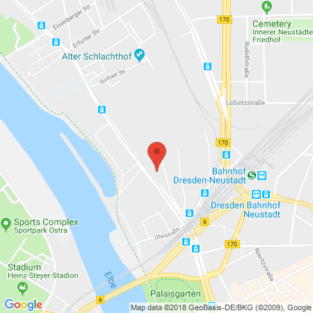 Position der Autogas-Tankstelle: Esso Tankstelle in 01097, Dresden