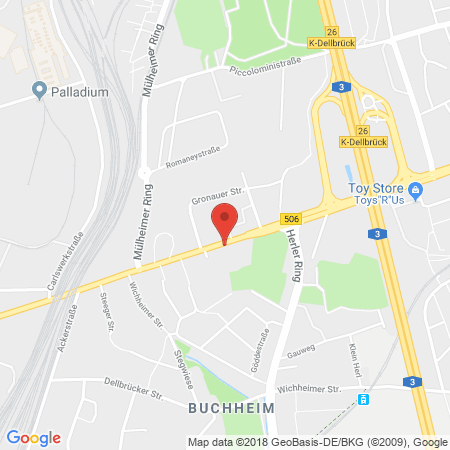 Position der Autogas-Tankstelle: Bft Tankstelle Simmel in 51063, Köln