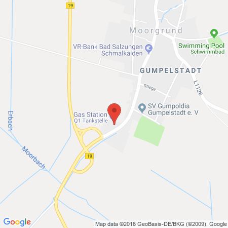 Position der Autogas-Tankstelle: Q1 Tankstelle in 36433, Gumpelstadt