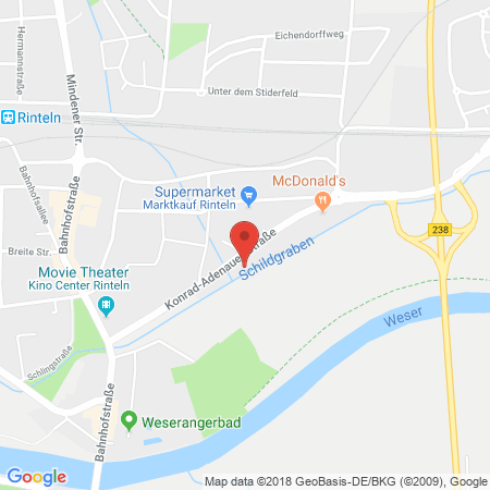 Position der Autogas-Tankstelle: Esso Tankstelle in 31737, Rinteln
