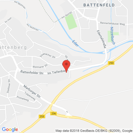 Position der Autogas-Tankstelle: Bft-tankstelle in 35088, Battenberg