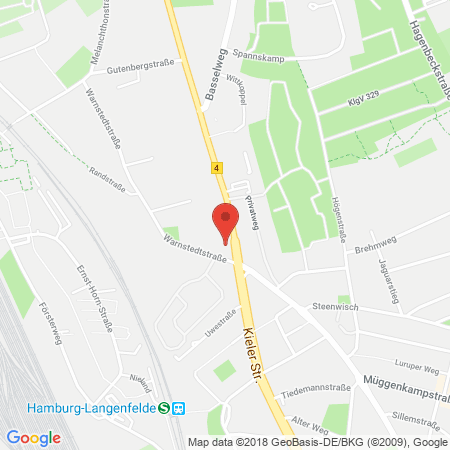 Position der Autogas-Tankstelle: Aral Tankstelle in 22525, Hamburg