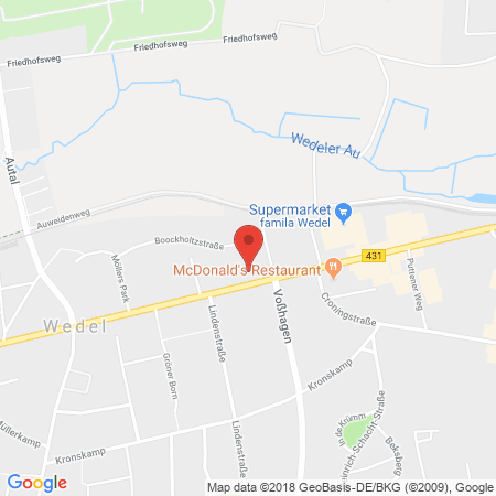 Position der Autogas-Tankstelle: Aral Tankstelle in 22880, Wedel