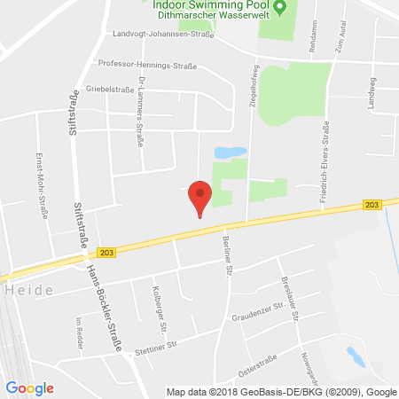 Position der Autogas-Tankstelle: Shell Tankstelle in 25746, Heide