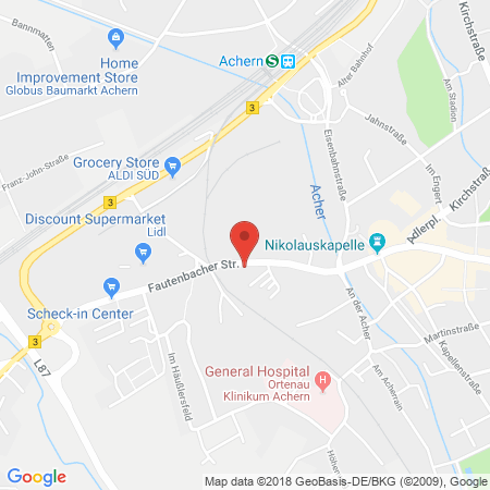 Position der Autogas-Tankstelle: Esso Tankstelle in 77855, Achern