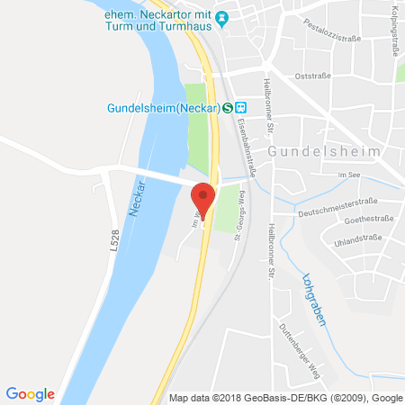 Position der Autogas-Tankstelle: Esso Tankstelle in 74831, Gundelsheim