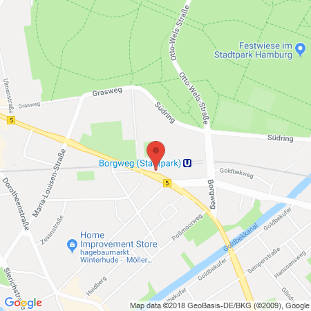 Position der Autogas-Tankstelle: Esso Tankstelle in 22303, Hamburg