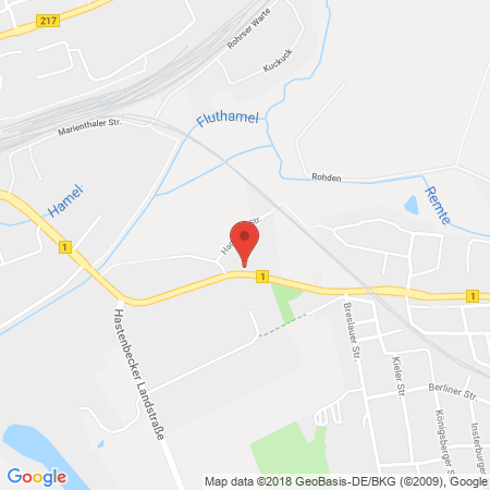 Position der Autogas-Tankstelle: Hameln, Hamelner Str. 46 in 31789, Hameln