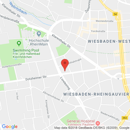 Position der Autogas-Tankstelle: Aral Tankstelle in 65197, Wiesbaden