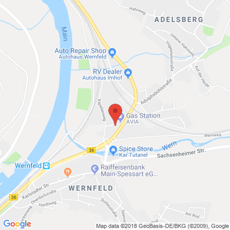 Position der Autogas-Tankstelle: AVIA Tankstelle in 97737, Gemünden-wernfeld