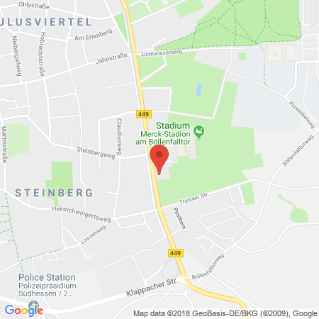 Position der Autogas-Tankstelle: Aral Tankstelle in 64285, Darmstadt