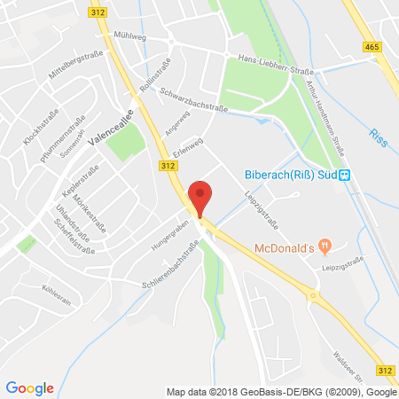 Position der Autogas-Tankstelle: Agip Tankstelle in 88400, Biberach