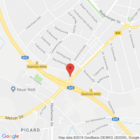 Position der Autogas-Tankstelle: Aral Tankstelle in 66740, Saarlouis