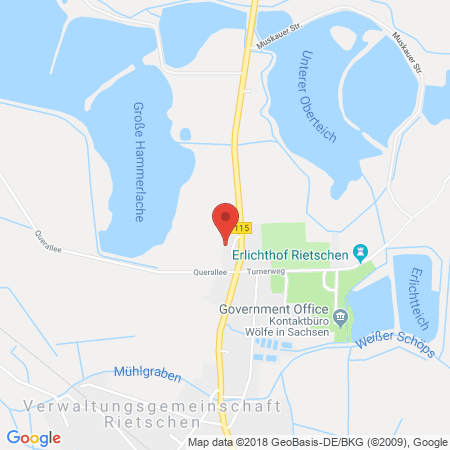 Position der Autogas-Tankstelle: AVIA Tankstelle in 02956, Rietschen