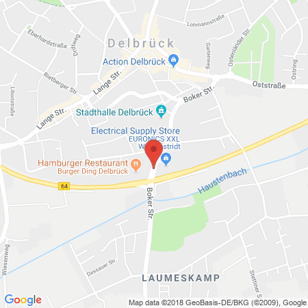 Position der Autogas-Tankstelle: JET Tankstelle in 33129, Delbrueck