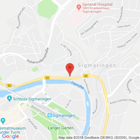 Position der Autogas-Tankstelle: Eco Sigmaringen in 72488, Sigmaringen