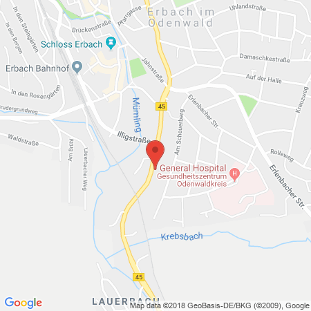 Position der Autogas-Tankstelle: Aral Tankstelle in 64711, Erbach