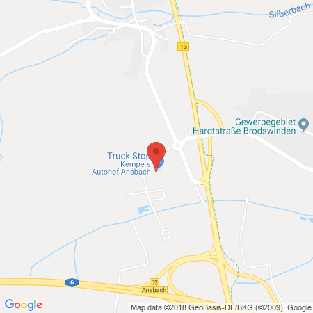 Position der Autogas-Tankstelle: Esso Tankstelle in 91522, Ansbach