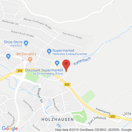 Position der Autogas-Tankstelle: HONSEL-Tankstelle in 34576, Homberg/Efze