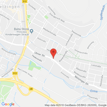 Position der Autogas-Tankstelle: Shell Tankstelle in 72555, Metzingen