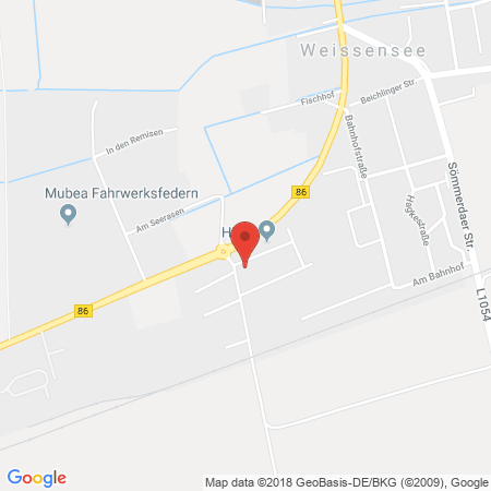 Position der Autogas-Tankstelle: AVIA Tankstelle in 99631, Weissensee