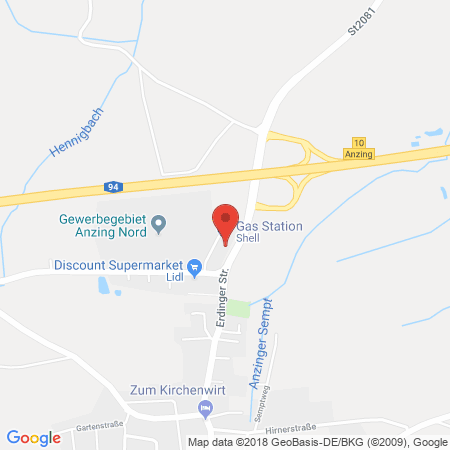 Position der Autogas-Tankstelle: Shell Tankstelle in 85646, Anzing