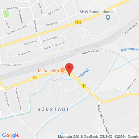 Position der Autogas-Tankstelle: Tankstelle Fritz Ebmeyer in 31785, Hameln
