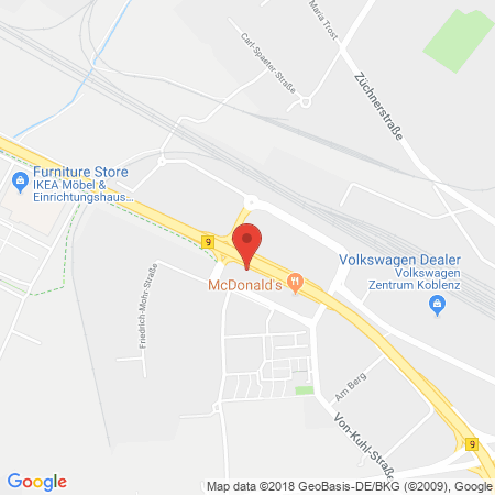 Position der Autogas-Tankstelle: Shell Tankstelle in 56070, Koblenz