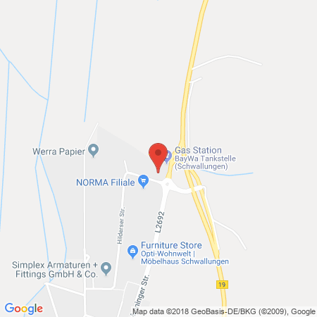 Position der Autogas-Tankstelle: Baywa Tankstelle in 98590, Schwallungen