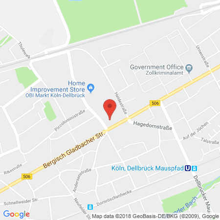Position der Autogas-Tankstelle: Aral Tankstelle in 51069, Köln