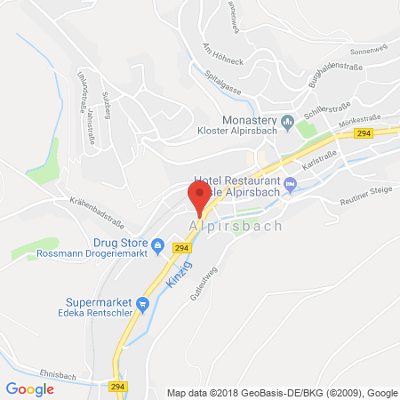 Position der Autogas-Tankstelle: AVIA Tankstelle in 72275, Alpirsbach