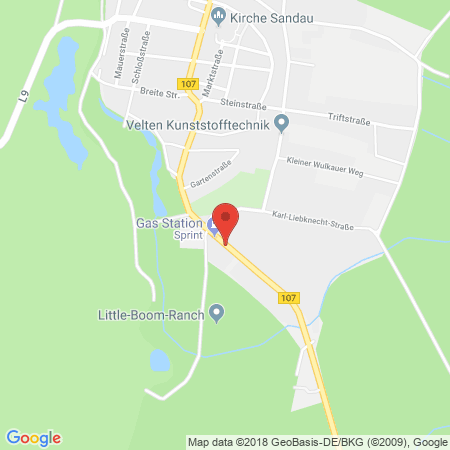 Position der Autogas-Tankstelle: Sprint Tankstelle in 39524, Sandau